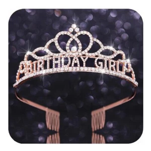 Birthday Crowns and Tiaras Rhinestone Tiara Set Crystal Birthday Headband Sas... - Picture 1 of 7