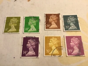 GB 1991 used set of 7 machins stamps SG X913-969-977-986-987-989-991 cat val £10 - Picture 1 of 2