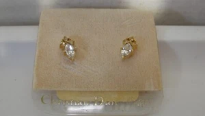 CHRISTIAN DIOR? - 14K GOLD POST FAUX DIAMOND EARRINGS - Picture 1 of 3
