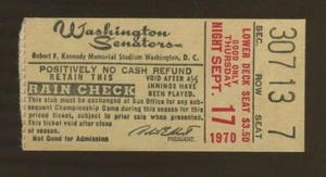 Baseball Ticket 1970 Texas Rangers Orioles 9/17 Johnny Oates MLB Debut & 1st Hit - Picture 1 of 2