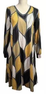 LuLaRoe Womens Swing Dress XS (2-4) Long Sleeve V-Neck Pockets Leaves Emily NWT - Picture 1 of 12