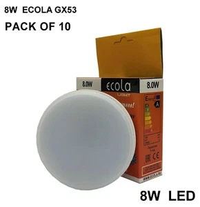 Confezione da 10 lampadine per tablet LED ECOLA 8W GX53 £3,20 BIANCO FRESCO 6000K - Foto 1 di 6