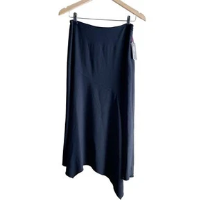 Neu mit Etikett Vince Camuto Größe 0 professioneller schwarzer Midirock asymmetrischer Saum - Bild 1 von 10