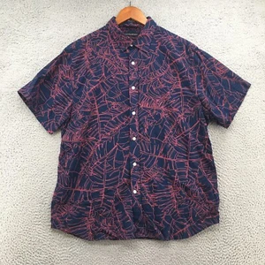 Banana Republic Tropical Button Up Shirt Mens XL Blue Red Slim Fit Short Sleeve - Picture 1 of 19