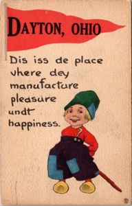 Postal Dayton Ohio OH Saludo Niño Holandés Matasellos 1914 - Imagen 1 de 2