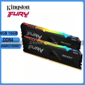 Fury Beast RGB 8 GB / 16 GB DDR4 2666MHz 3200 MHz Desktop DIMM XMP Gaming Memory - Picture 1 of 16