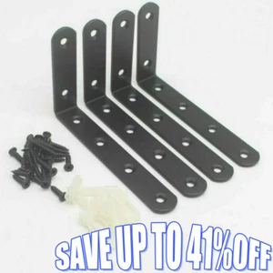 4X Heavy Duty Cast Iron Wall Mounted L Shaped Angle Shelf metal Bracket Support - Picture 1 of 11