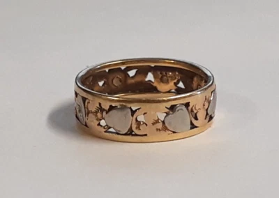 (RI4) Banda para mujer dorada tres tonos 14k (2,5 gramos) talla 4,5 (5,4 mm) Foto 1 de 4