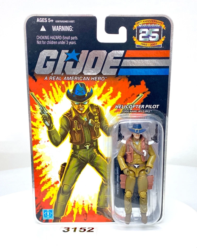 G.i. Joe Helicopter Pilot Wild Bill and Commando Snake Eyes 2007 Hasbro 25th