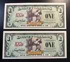 2 x $1 - Disney Dollars 2002 A & D Series Mickey Mouse Steamboat Willie UNC