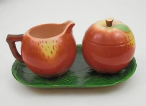 Vintage 4 Piece Maruhon Ware Peach Creamer & Sugar Bowl Set w/Tray Made in Japan - Picture 1 of 16