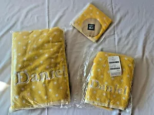 Brand New Set of 3 Pottery Barn, Yellow w/ White Dots Towels — "Daniel" - Picture 1 of 7