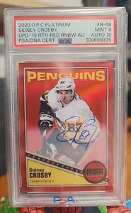 2019-20 O-Pee-Chee Platinum SIDNEY CROSBY Red Rainbow Auto 1/1? PSA 9 W/10 - Picture 1 of 3