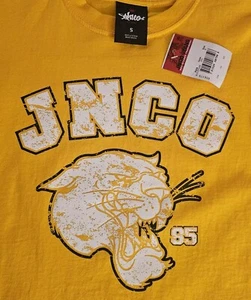 JNCO Tshirt Tiger Head Double Logo Yellow Sz S Small Boys Vintage Y2K Skater NWT - Picture 1 of 5