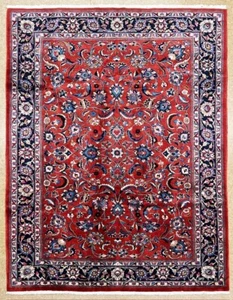 Hand Knotted Mashadd Red Blue Wool Oriental Area Rug Carpet 6'8" x 9'4" - Picture 1 of 13