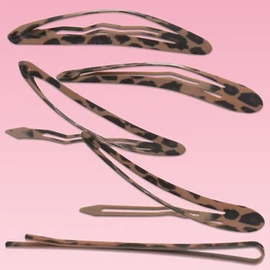 Leopard Print HAIR CLIPS 10Pc Set Women Girls Snap Slide Grip Pins Hairpin Bobby - Picture 1 of 9