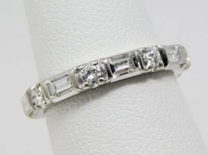 Platin Baguette & RBC Diamant Ewigkeit Ehering Ring Größe fast 6 B6644 - Bild 1 von 5