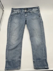 Silver Aiko t Denim Mid Capris Womens Size 31 x 24 Super Stretch Denim - Picture 1 of 10