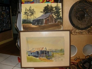 Gefeierter PNW-Künstler Charles Mulvey Original verlassene Scheune, Haus am Teich - Bild 1 von 13