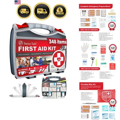 First Aid Kit Car Travel Home Emergency 348pcs Hardcase Compact - Image 1 of 4