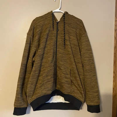 Chaqueta con Capucha Modern Culture Sherpa Forrada XL Cremallera Completa Marrón/Negro Nueva Foto 1 de 4