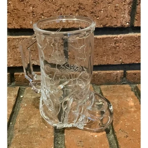 Crown Royal Cowboy Boot Drinking Glass Beer Mug Clear Plastic 5.5" - Picture 1 of 5