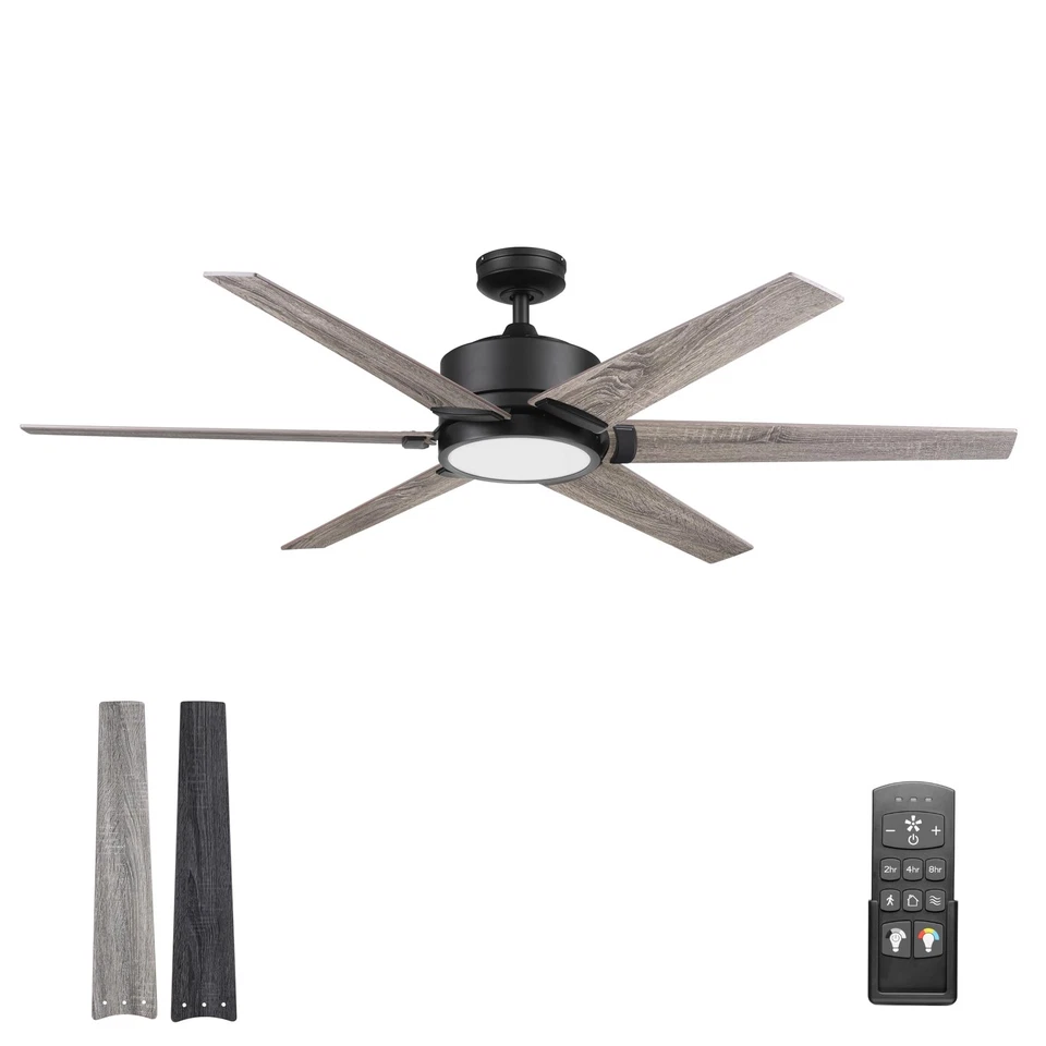 Honeywell Ceiling Fans 51851-45 62 in. Remote Control LED Ceiling Fan - BK