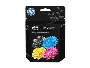 HP 65 2-pack Black/Tri-color Original Ink Cartridges, ~120 pages, T0A36AN#140 - Picture 1 of 8