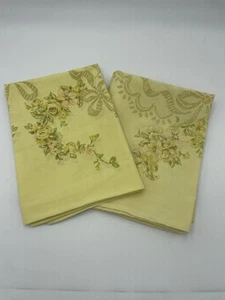 Vintage Yellow Floral Rose Garland Percale Set of 2 Standard Pillow Cases - Imagen 1 de 12