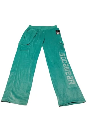 Nuevo con etiquetas Pantalones para mujer Rocawear Y2K chándal terciopelo verde cristal de Swarovski talla XL Foto 1 de 4
