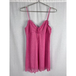 American Eagle Dress Womens Medium Babydoll Mini Mesh Pink Floral Y2K Romantic - Picture 1 of 5