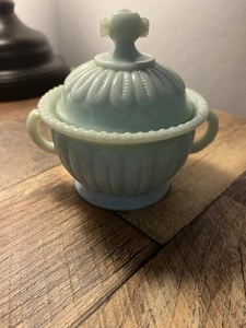 Portieux Vallerysthal Milk Glass Sugar Dish with Lid French Opaline Vintage - Picture 1 of 13