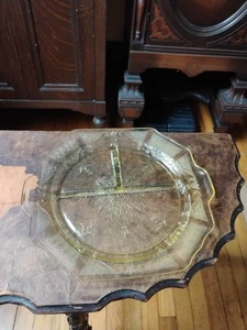 Federal Glass, "Madrid" Depression, Divided Tray, 9.5" W. Yellow. - Picture 1 of 3
