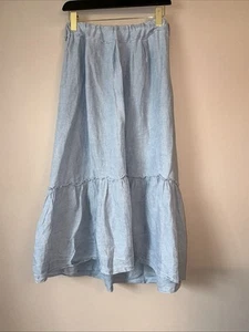Puro Lino Lovely Blue Linen Boho Long Skirt - One Size - Picture 1 of 4