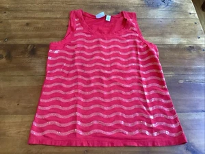 Chico's Zenergy Red Sequin Embellished Tank Top Sz 1 8/10 EUC - Picture 1 of 7