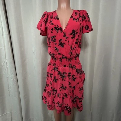Mini Vestido Michael Kors Botánico Crepé Envolvente Para Mujer Talla XS Geranio Nuevo con Etiquetas Foto 1 de 4