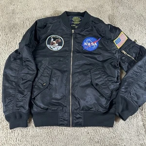 Alpha Industries Jacket Men Medium Black Red Apollo II NASA Reversible Bomber - Picture 1 of 20
