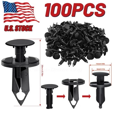 100 PIEZAS 8mm Clips de Parachoques Auto Coche Agujero Retenedor Remaches Sujetador Guardabarros Pasador Foto 1 de 4