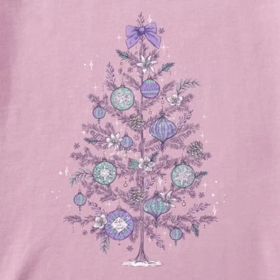 NWT Women's Life is Good Dreamy Christmas Tree Violet LS Crusher Tee - Image 1 of 3