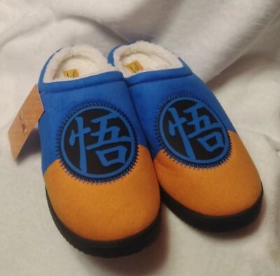 Nuevo DRAGON BALL Z Doble Talla 9/10 Zueco Zapatillas Micro-Felpa Azul/Naranja Foto 1 de 4