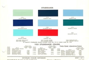 1955 1956 STUDEBAKER TRANSTAR PICKUP TRUCK PAINT CHIPS SHEET (PPG) - Picture 1 of 1