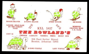 QSL QSO RADIO CARD "The Rowland's/Cement Pond,B-Town Turtle/Lady Turtle",(Q3574) - Picture 1 of 2