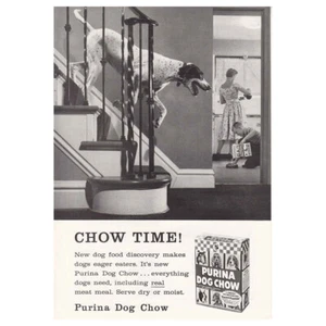 Purina Dog Chow 1958: Chow Time! Anuncio impreso vintage - Imagen 1 de 1