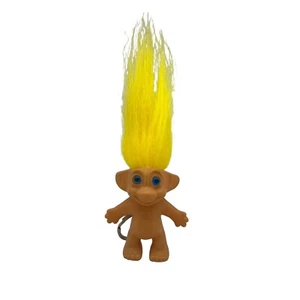 LLAVERO Muñeca Lucky Troll Vintage 2.5" Retro Largo Cabello Amarillo Hecho en Corea - Imagen 1 de 17