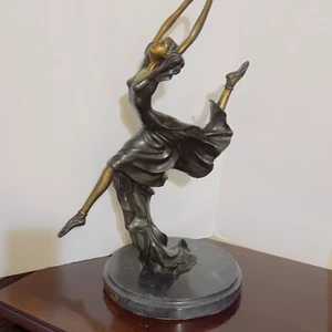Louis Icart Bronze Ballerina In Flight Classic Art Deco Sculpture Statue Signed - Picture 1 of 14