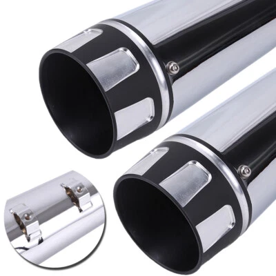 4" Megaphone Exhaust Pipe Slip Ons for Harley Touring Road King 1995-2016 Chrome — 第 1/4 张图片