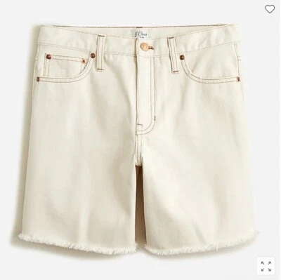 Nuevo Pantalones Cortos J Crew Mujer Natural Crema Crudo Flecos Largo Medio 7" Algodón Denim 27 Foto 1 de 4