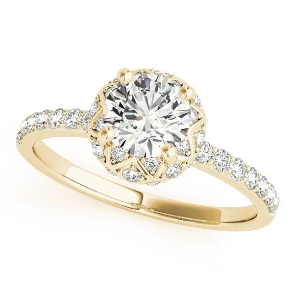 1.07 Ct Round Cut Lab Created Diamond Engagement Wedding Ring 14K Yellow Gold - Image 1 of 4