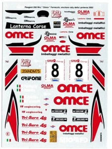 Decal 1/24 Peugeot 206 WRC Rally Lanterna 2002 Meri KIT per Tamiya Kit base - Imagen 1 de 2