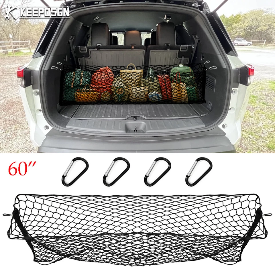 Malla de almacenamiento sobre malla elástica para cama de carga trasera Nissan Pathfinder Foto 1 de 4